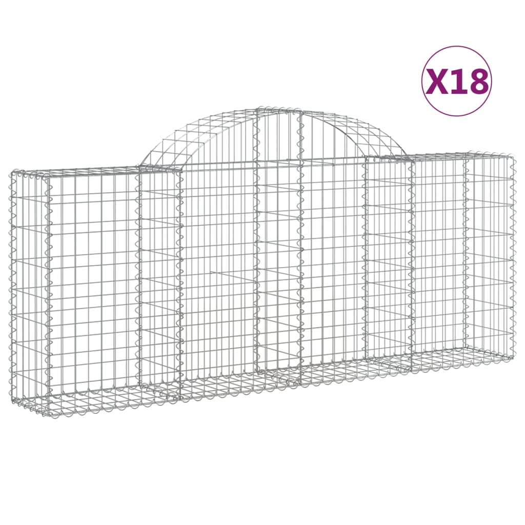 vidaXL Συρματοκιβώτια Τοξωτά 18 τεμ. 200x30x80/100 εκ. Γαλβαν. Ατσάλι - Image 2