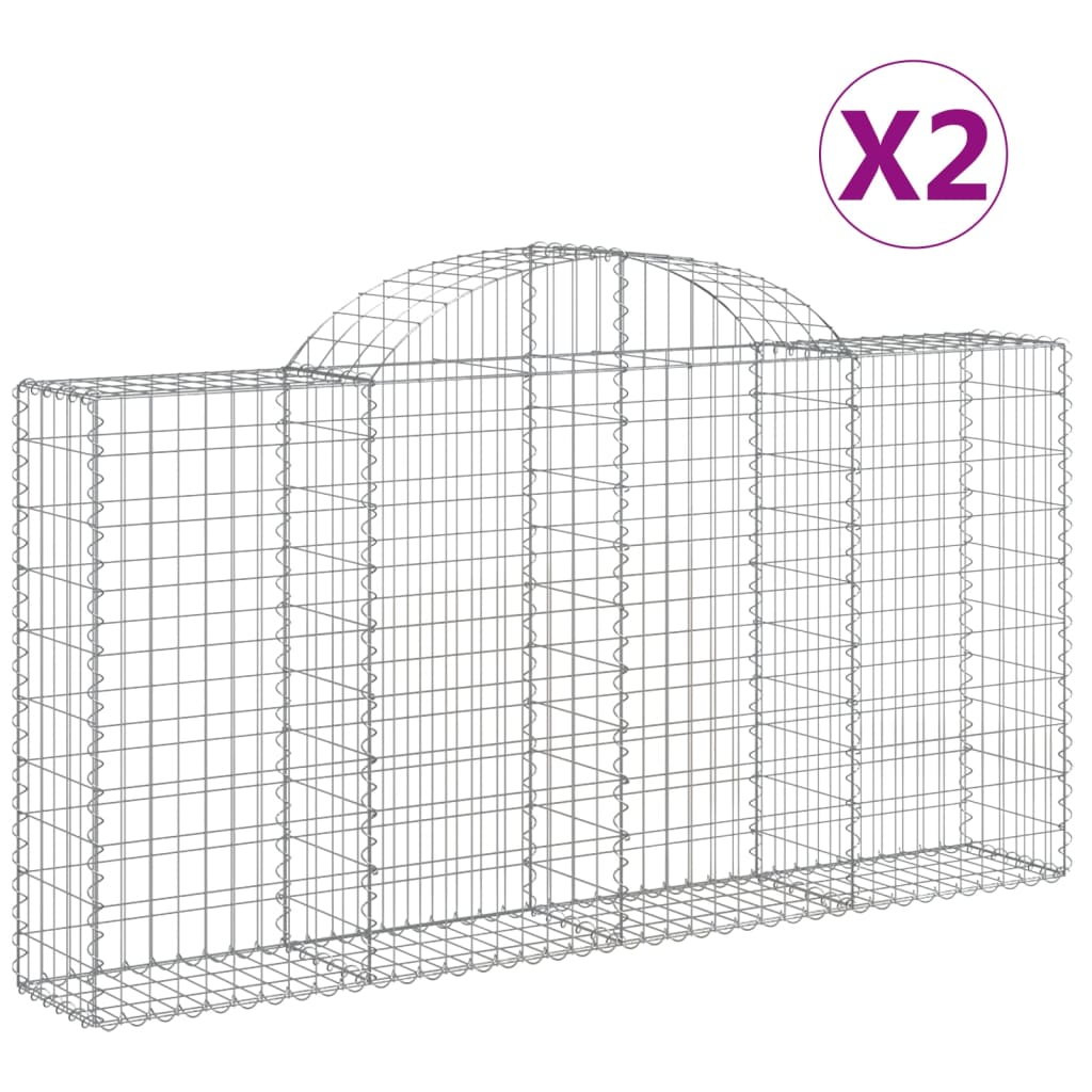 vidaXL Συρματοκιβώτια Τοξωτά 2 τεμ. 200x30x100/120 εκ. Γαλβαν. Ατσάλι - Image 2