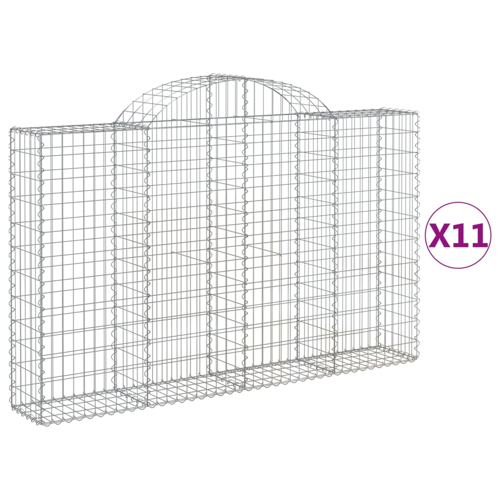 vidaXL Συρματοκιβώτια Τοξωτά 11 τεμ. 200x30x120/140 εκ. Γαλβαν. Ατσάλι - Image 2
