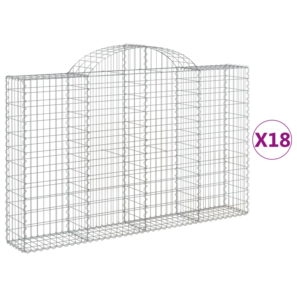 vidaXL Συρματοκιβώτια Τοξωτά 18 τεμ. 200x30x120/140 εκ. Γαλβαν. Ατσάλι - Image 2