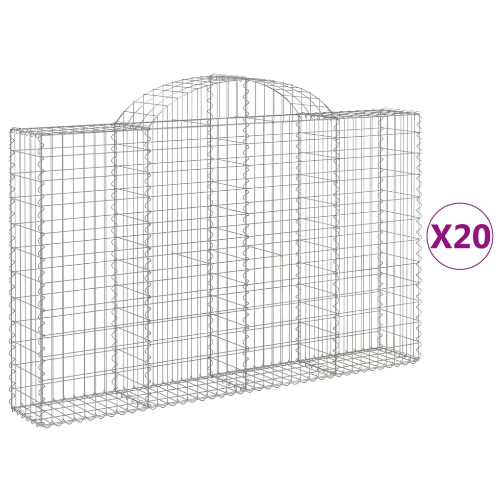 vidaXL Συρματοκιβώτια Τοξωτά 20 τεμ. 200x30x120/140 εκ. Γαλβαν. Ατσάλι - Image 2