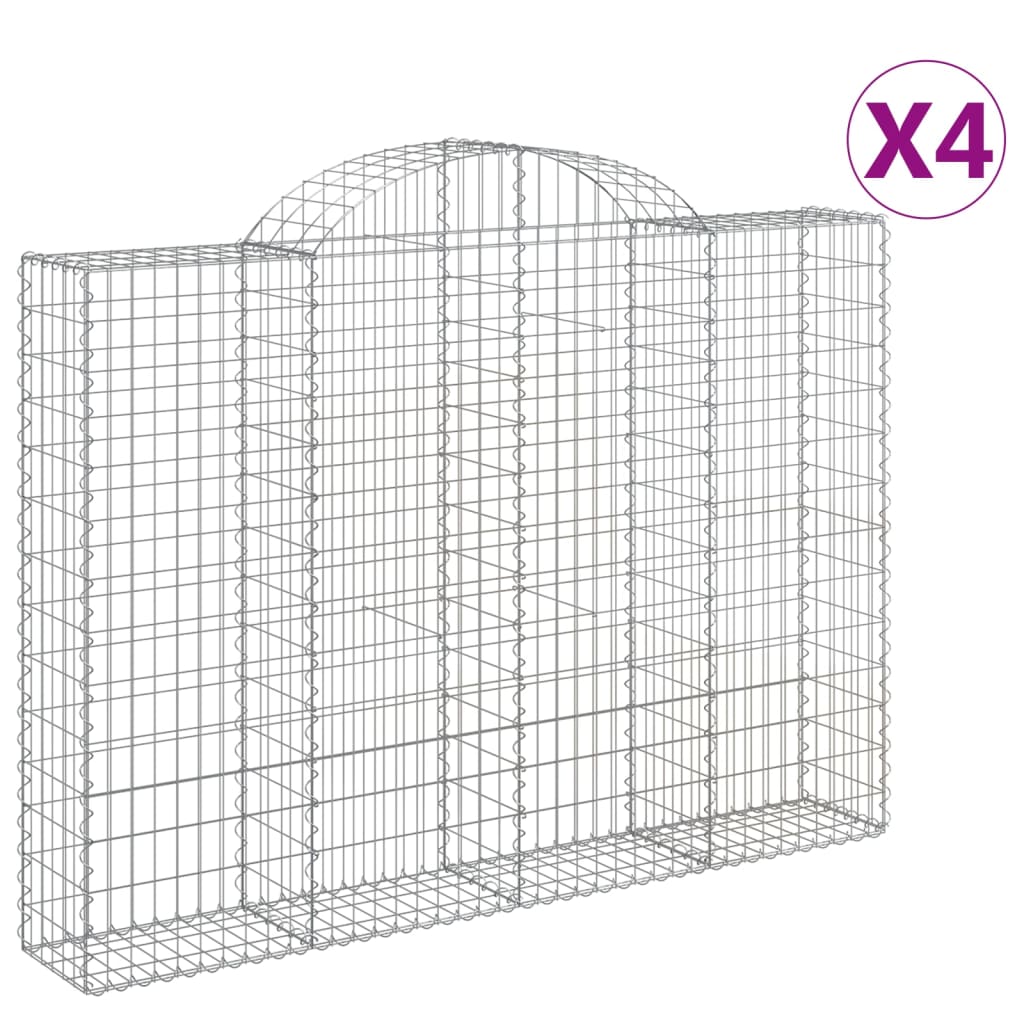 vidaXL Συρματοκιβώτια Τοξωτά 4 τεμ. 200x30x140/160 εκ. Γαλβαν. Ατσάλι - Image 2
