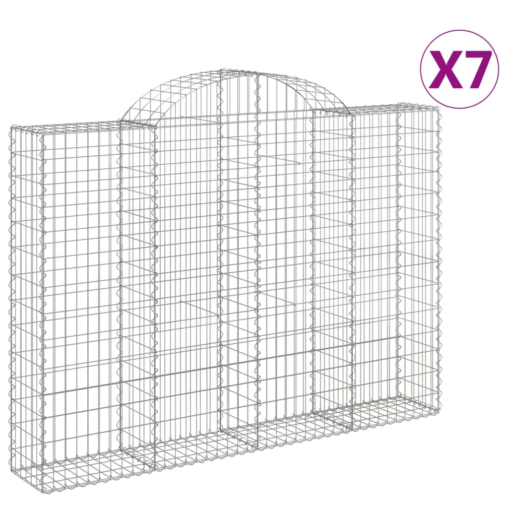 vidaXL Συρματοκιβώτια Τοξωτά 7 τεμ. 200x30x140/160 εκ. Γαλβαν. Ατσάλι - Image 2