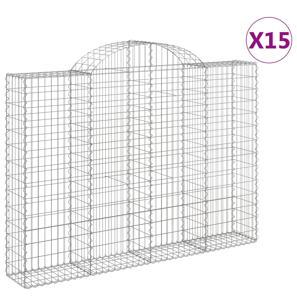 vidaXL Συρματοκιβώτια Τοξωτά 15 τεμ. 200x30x140/160 εκ. Γαλβαν. Ατσάλι - Image 2