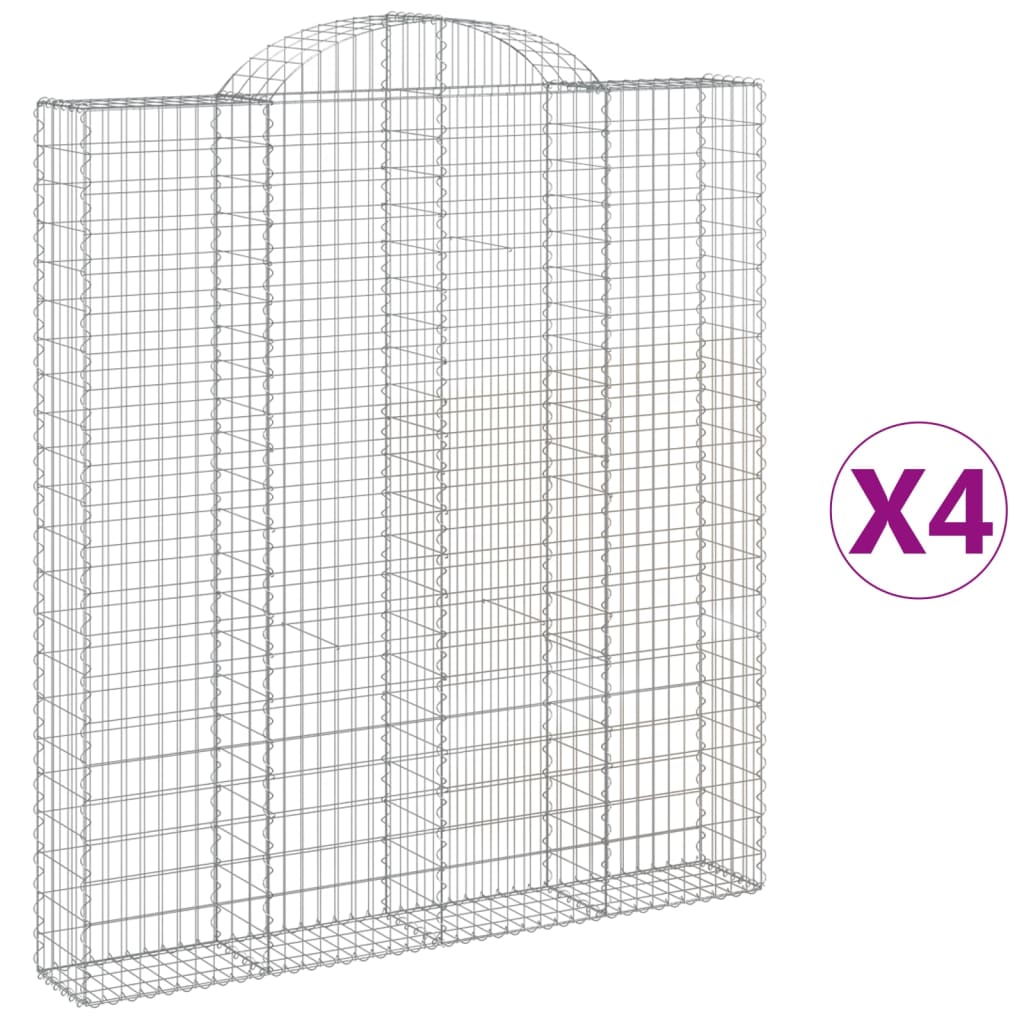 vidaXL Συρματοκιβώτια Τοξωτά 4 τεμ. 200x30x220/240 εκ. Γαλβαν. Ατσάλι - Image 2