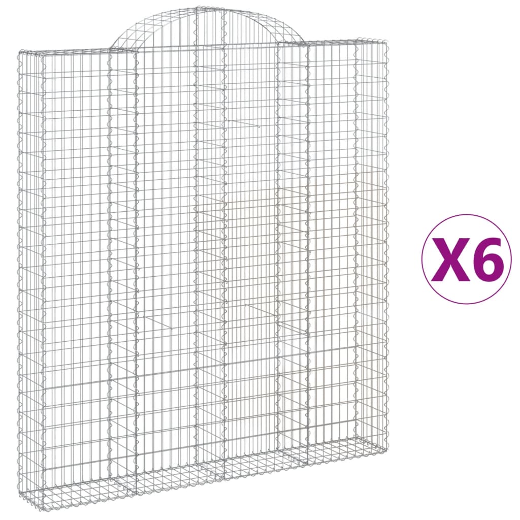 vidaXL Συρματοκιβώτια Τοξωτά 6 τεμ. 200x30x220/240 εκ. Γαλβαν. Ατσάλι - Image 2
