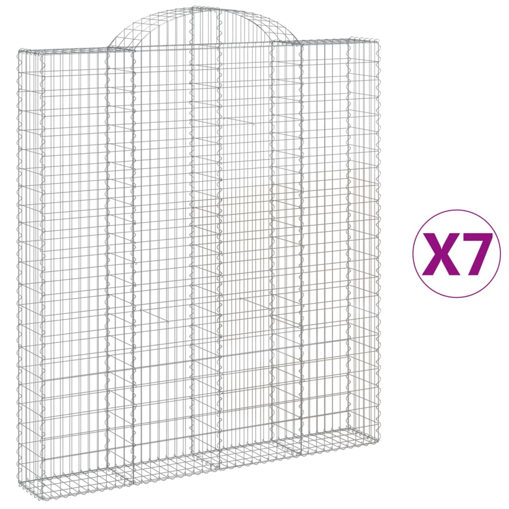 vidaXL Συρματοκιβώτια Τοξωτά 7 τεμ. 200x30x220/240 εκ. Γαλβαν. Ατσάλι - Image 2
