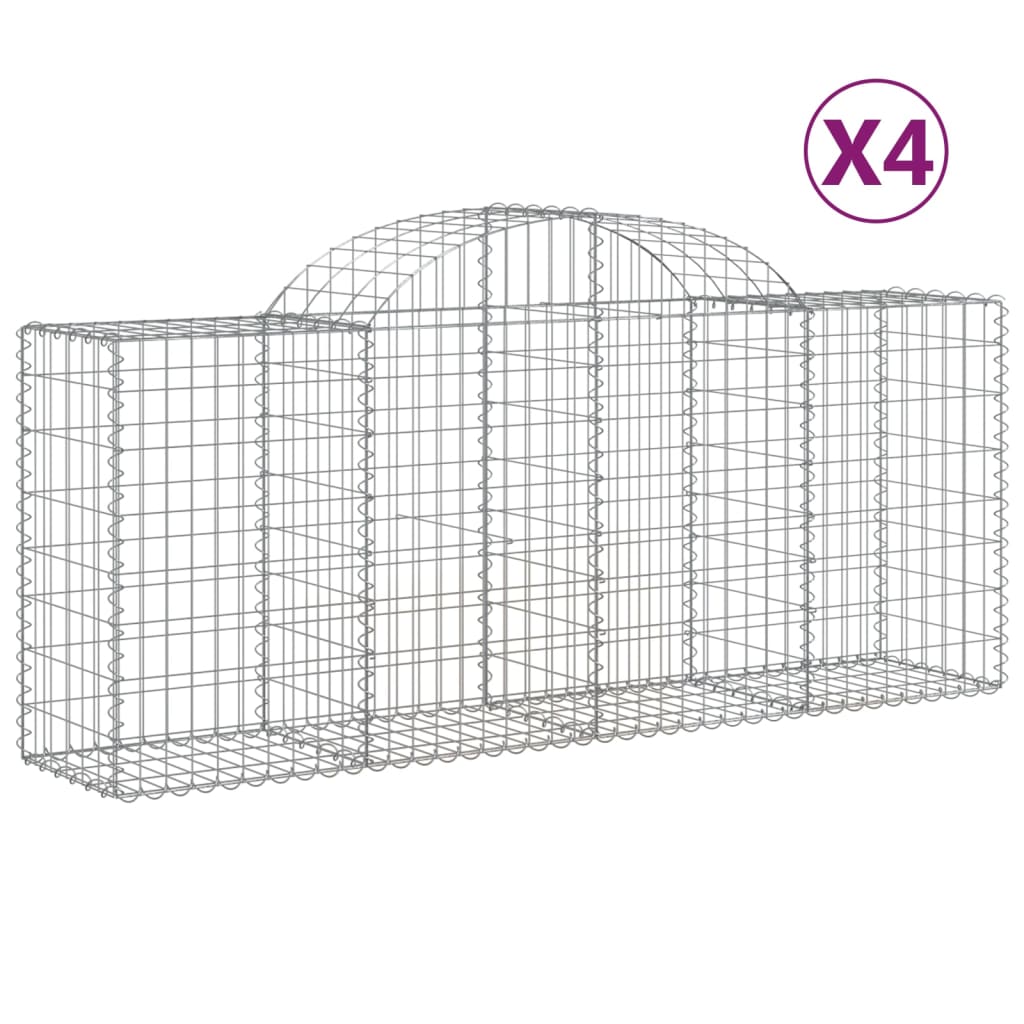 vidaXL Συρματοκιβώτια Τοξωτά 4 τεμ. 200x50x80/100 εκ. Γαλβαν. Ατσάλι - Image 2