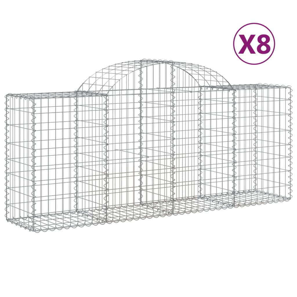 vidaXL Συρματοκιβώτια Τοξωτά 8 τεμ. 200x50x80/100 εκ. Γαλβαν. Ατσάλι - Image 2