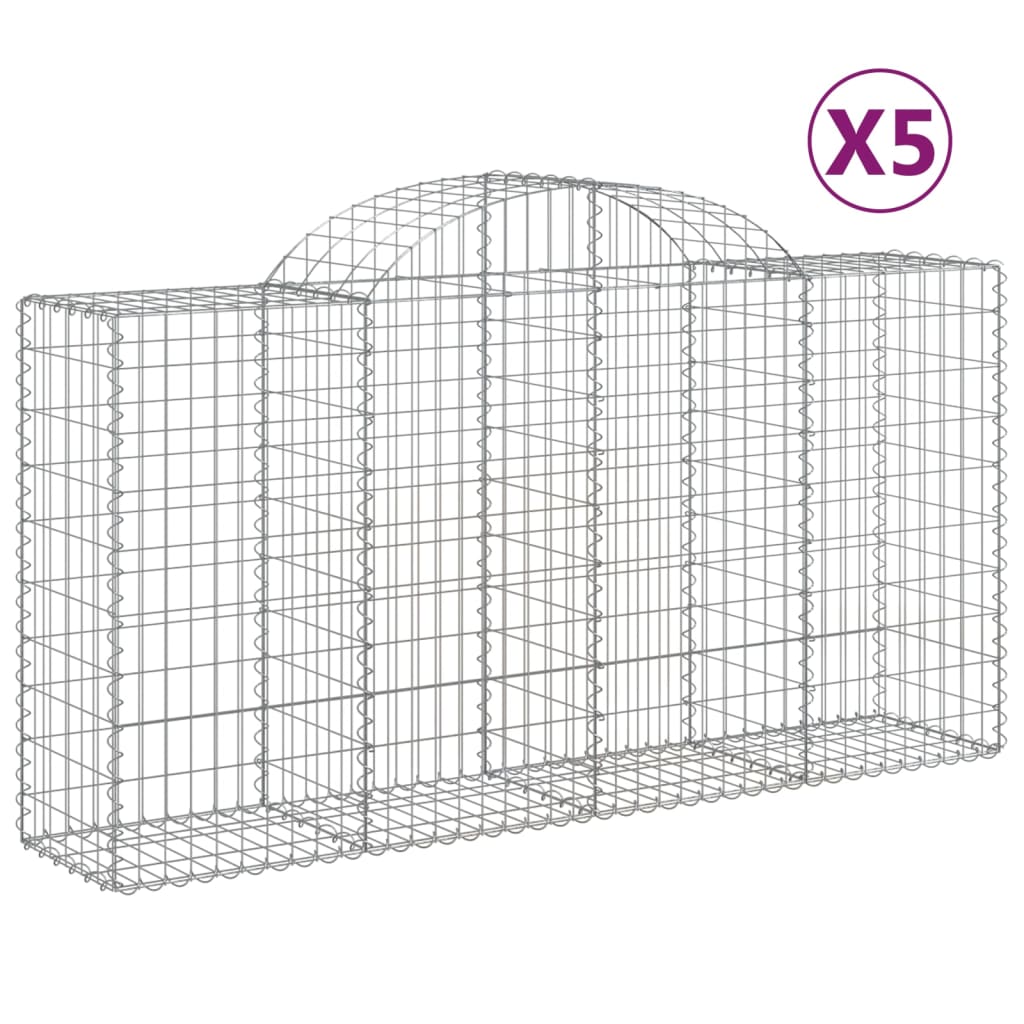 vidaXL Συρματοκιβώτια Τοξωτά 5 τεμ. 200x50x100/120 εκ. Γαλβαν. Ατσάλι - Image 2