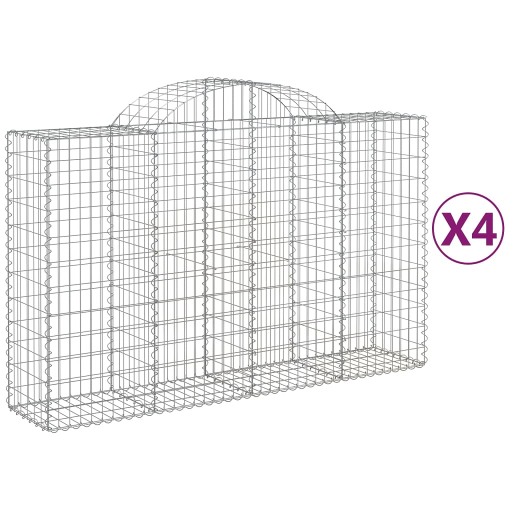 vidaXL Συρματοκιβώτια Τοξωτά 4 τεμ. 200x50x120/140 εκ. Γαλβαν. Ατσάλι - Image 2