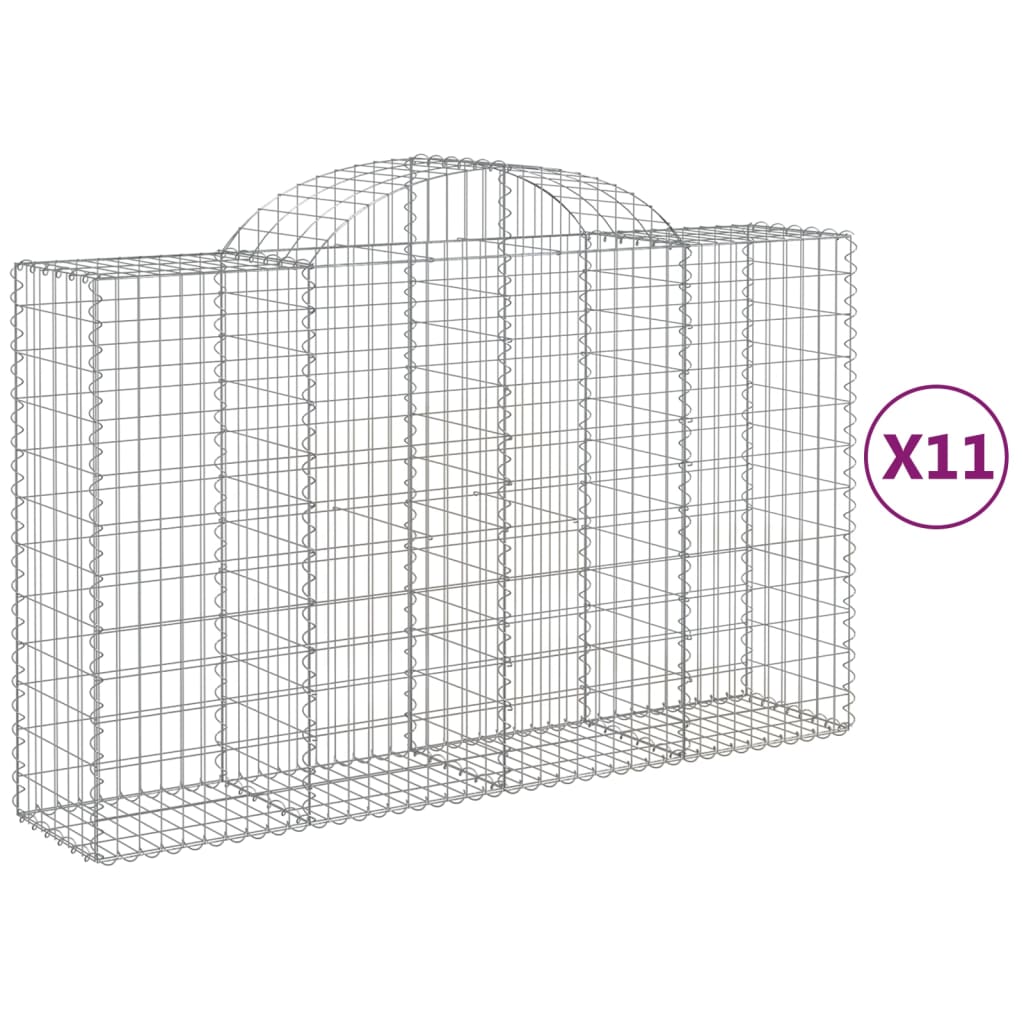 vidaXL Συρματοκιβώτια Τοξωτά 11 τεμ. 200x50x120/140 εκ. Γαλβαν. Ατσάλι - Image 2