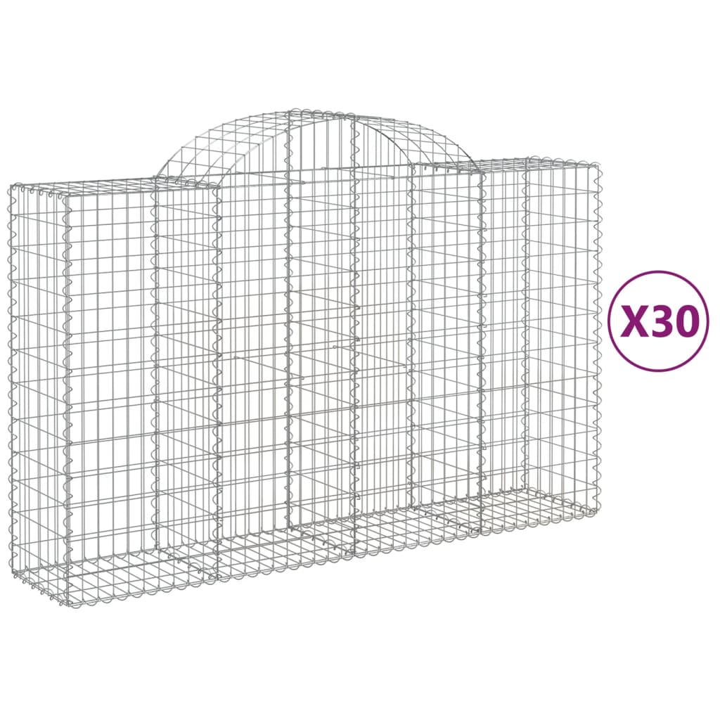 vidaXL Συρματοκιβώτια Τοξωτά 30 τεμ. 200x50x120/140 εκ. Γαλβαν. Ατσάλι - Image 2