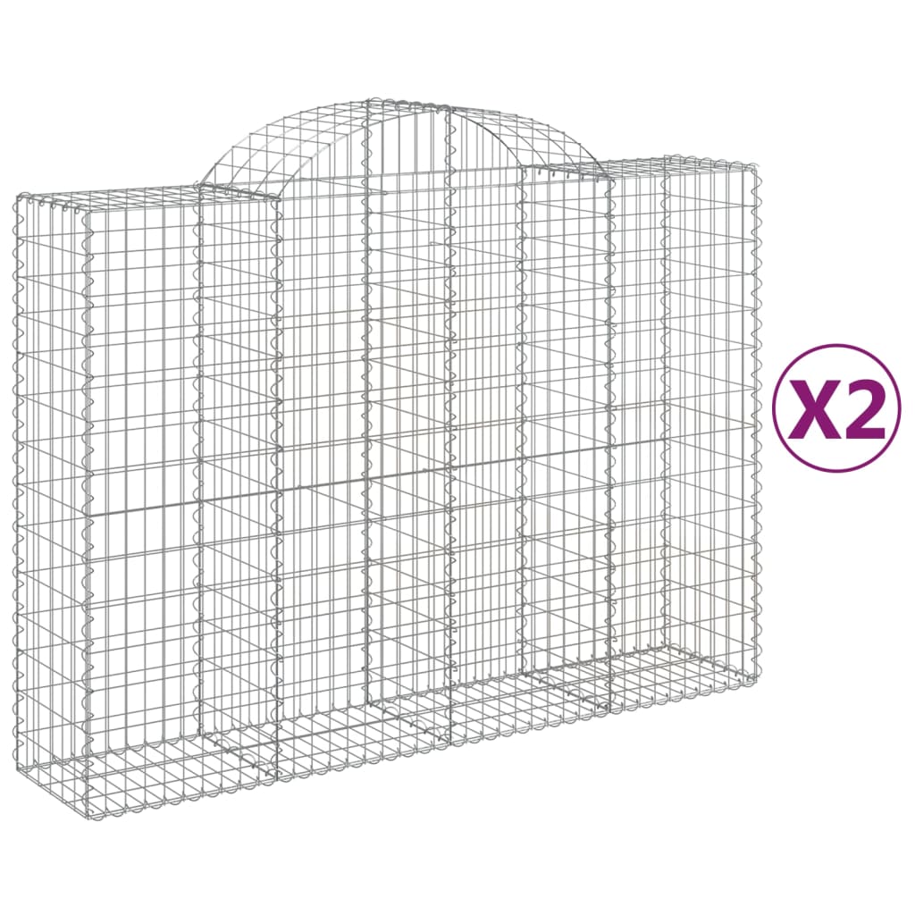 vidaXL Συρματοκιβώτια Τοξωτά 2 τεμ. 200x50x140/160 εκ. Γαλβαν. Ατσάλι - Image 2
