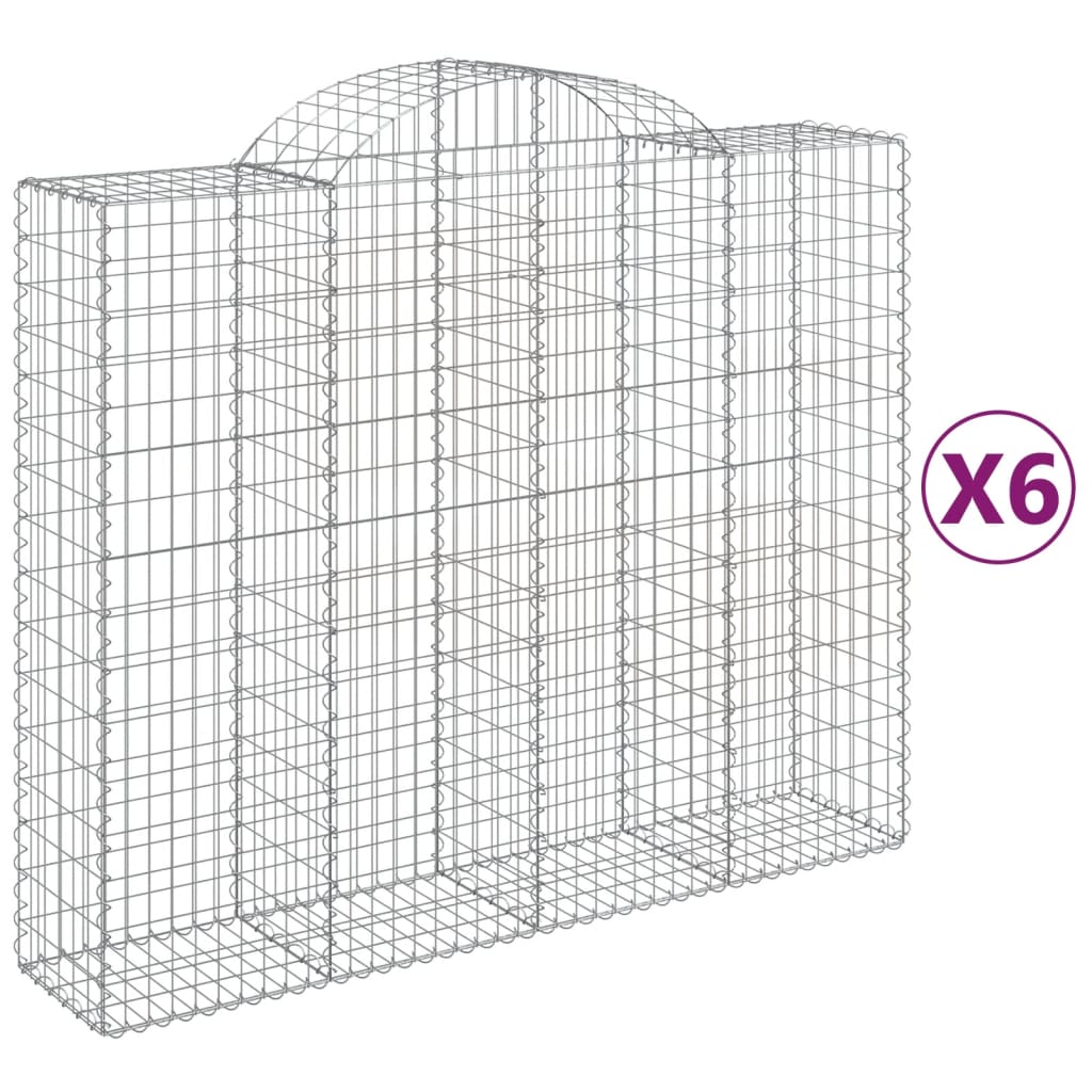 vidaXL Συρματοκιβώτια Τοξωτά 6 τεμ. 200x50x160/180 εκ. Γαλβαν. Ατσάλι - Image 2