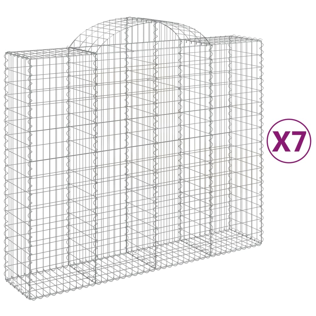 vidaXL Συρματοκιβώτια Τοξωτά 7 τεμ. 200x50x160/180 εκ. Γαλβαν. Ατσάλι - Image 2
