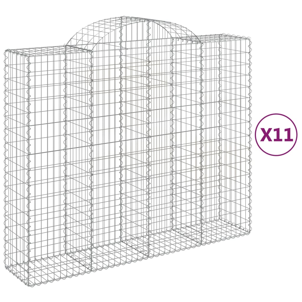 vidaXL Συρματοκιβώτια Τοξωτά 11 τεμ. 200x50x160/180 εκ. Γαλβαν. Ατσάλι - Image 2