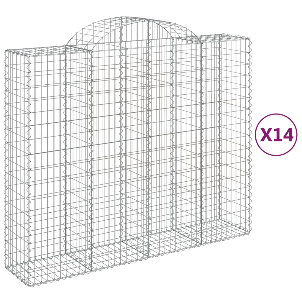 vidaXL Συρματοκιβώτια Τοξωτά 14 τεμ. 200x50x160/180 εκ. Γαλβαν. Ατσάλι - Image 2