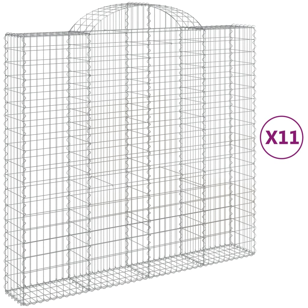 vidaXL Συρματοκιβώτια Τοξωτά 11 τεμ. 200x50x180/200 εκ. Γαλβαν. Ατσάλι - Image 2