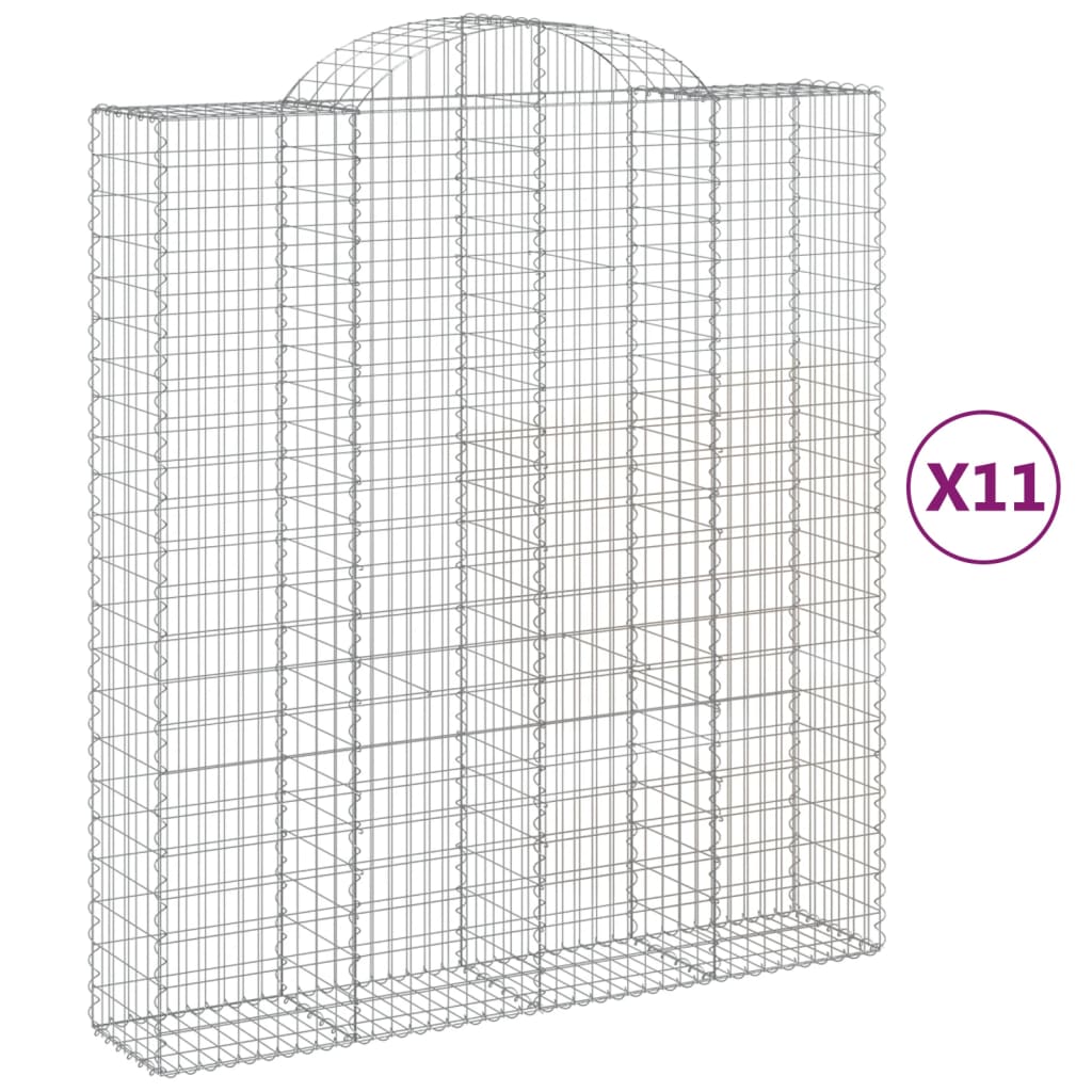 vidaXL Συρματοκιβώτια Τοξωτά 11 τεμ. 200x50x220/240 εκ. Γαλβαν. Ατσάλι - Image 2