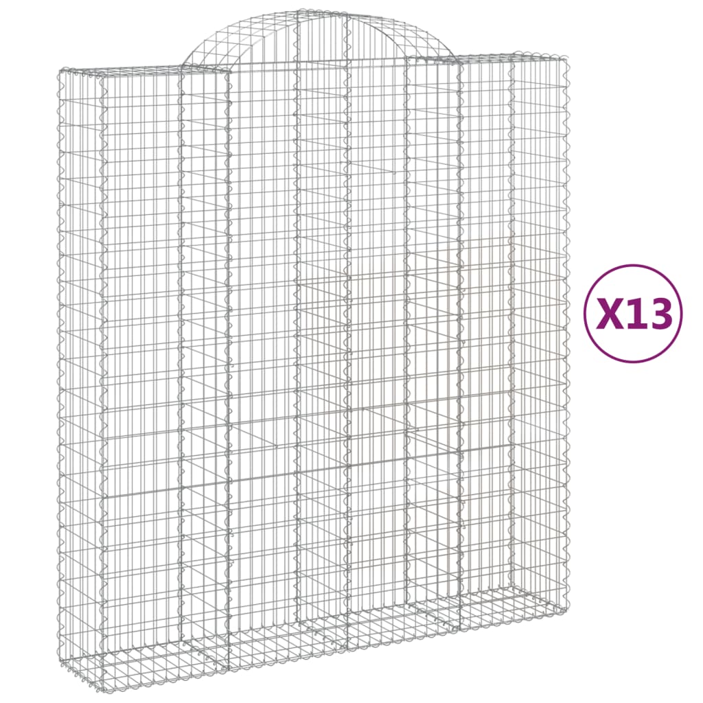 vidaXL Συρματοκιβώτια Τοξωτά 13 τεμ. 200x50x220/240 εκ. Γαλβαν. Ατσάλι - Image 2