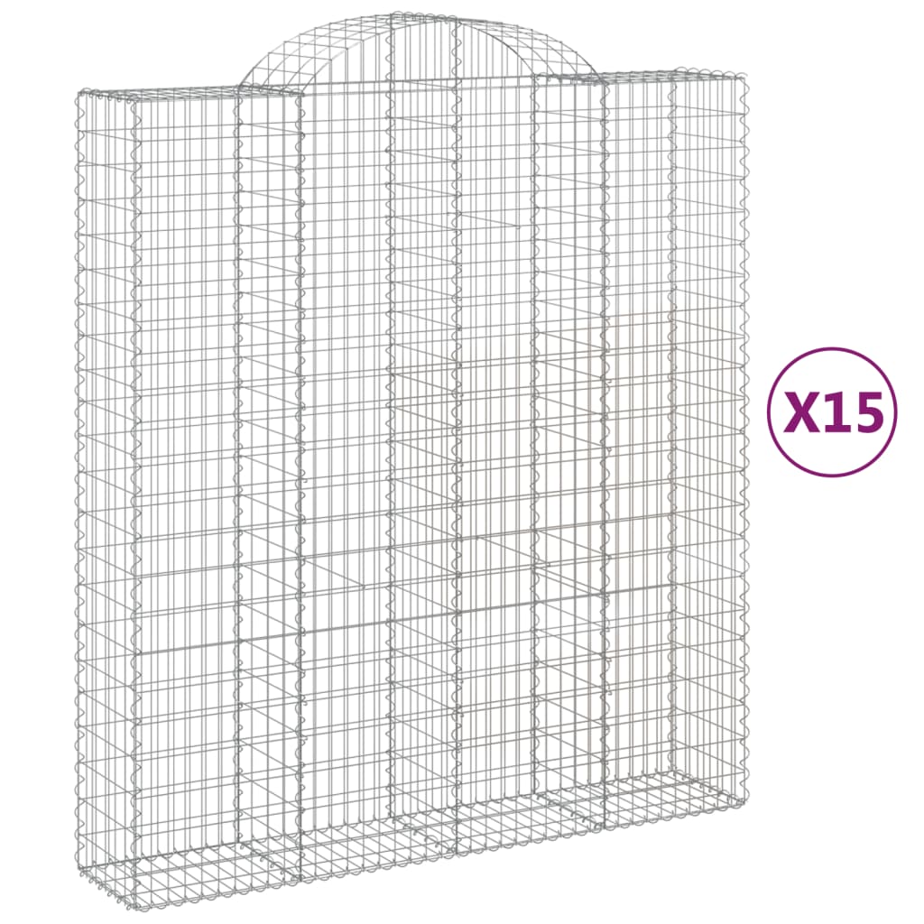 vidaXL Συρματοκιβώτια Τοξωτά 15 τεμ. 200x50x220/240 εκ. Γαλβαν. Ατσάλι - Image 2
