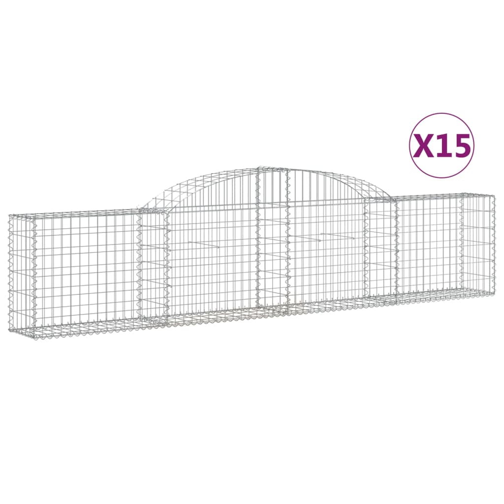 vidaXL Συρματοκιβώτια Τοξωτά 15 τεμ. 300x30x60/80 εκ. Γαλβαν. Ατσάλι - Image 2