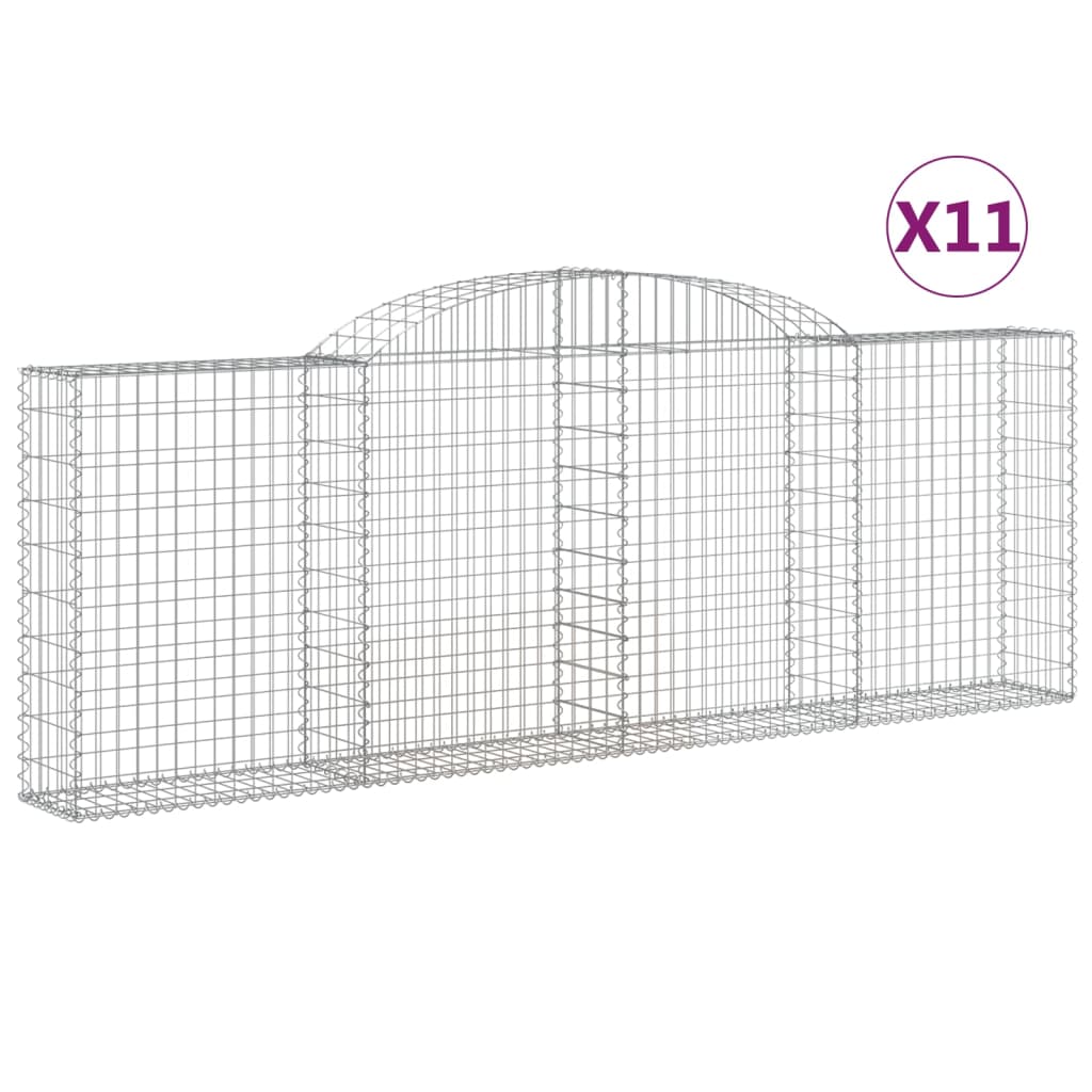vidaXL Συρματοκιβώτια Τοξωτά 11 τεμ. 300x30x100/120 εκ. Γαλβαν. Ατσάλι - Image 2