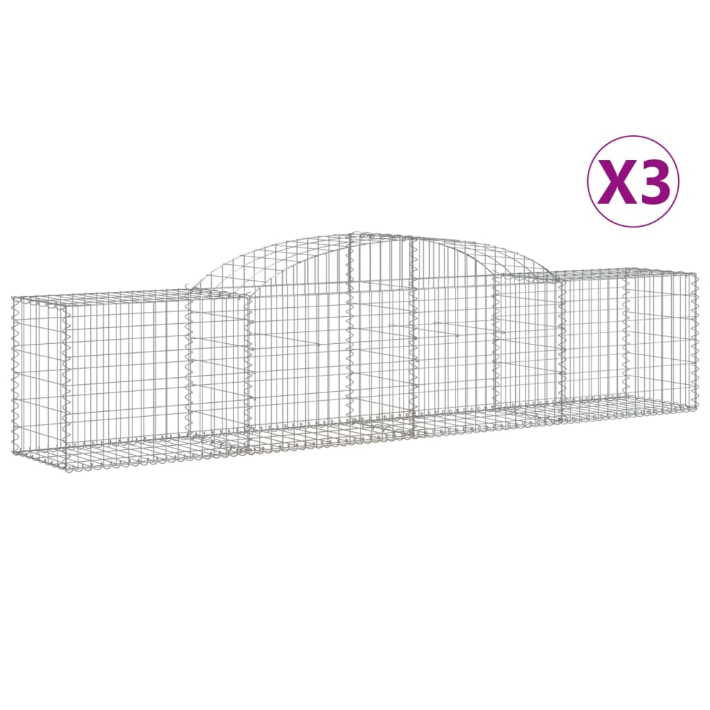 vidaXL Συρματοκιβώτια Τοξωτά 3 τεμ. 300x50x60/80 εκ. Γαλβαν. Ατσάλι - Image 2
