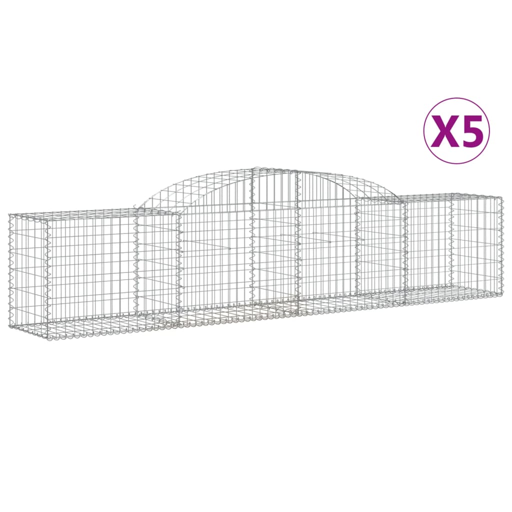 vidaXL Συρματοκιβώτια Τοξωτά 5 τεμ. 300x50x60/80 εκ. Γαλβαν. Ατσάλι - Image 2