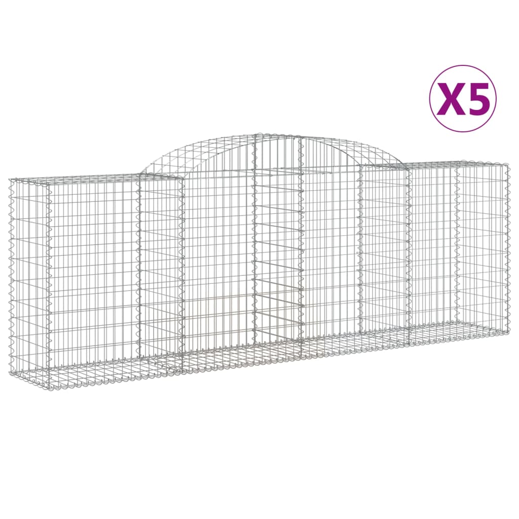 vidaXL Συρματοκιβώτια Τοξωτά 5 τεμ. 300x50x100/120 εκ. Γαλβαν. Ατσάλι - Image 2