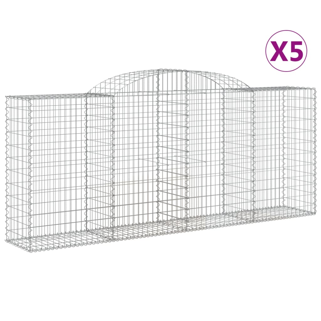 vidaXL Συρματοκιβώτια Τοξωτά 5 τεμ. 300x50x120/140 εκ. Γαλβαν. Ατσάλι - Image 2