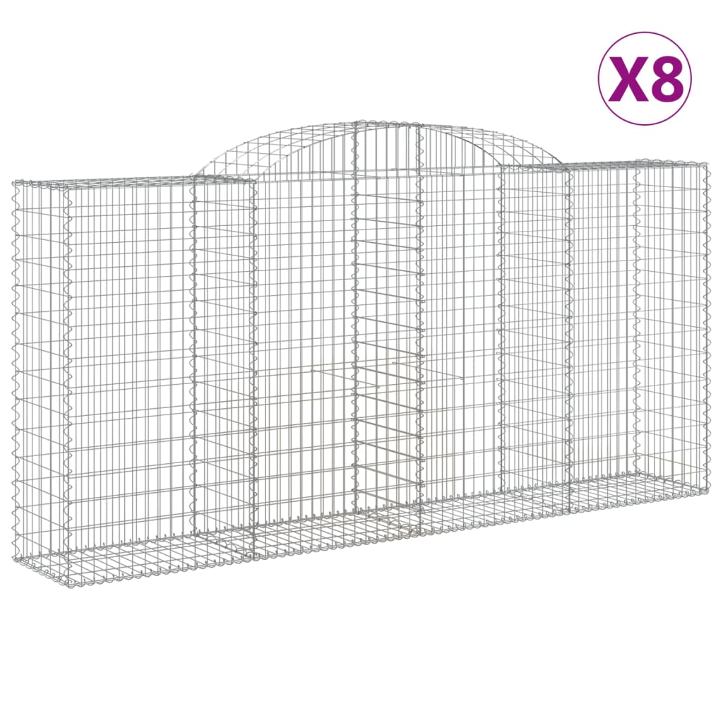 vidaXL Συρματοκιβώτια Τοξωτά 8 τεμ. 300x50x140/160 εκ. Γαλβαν. Ατσάλι - Image 2