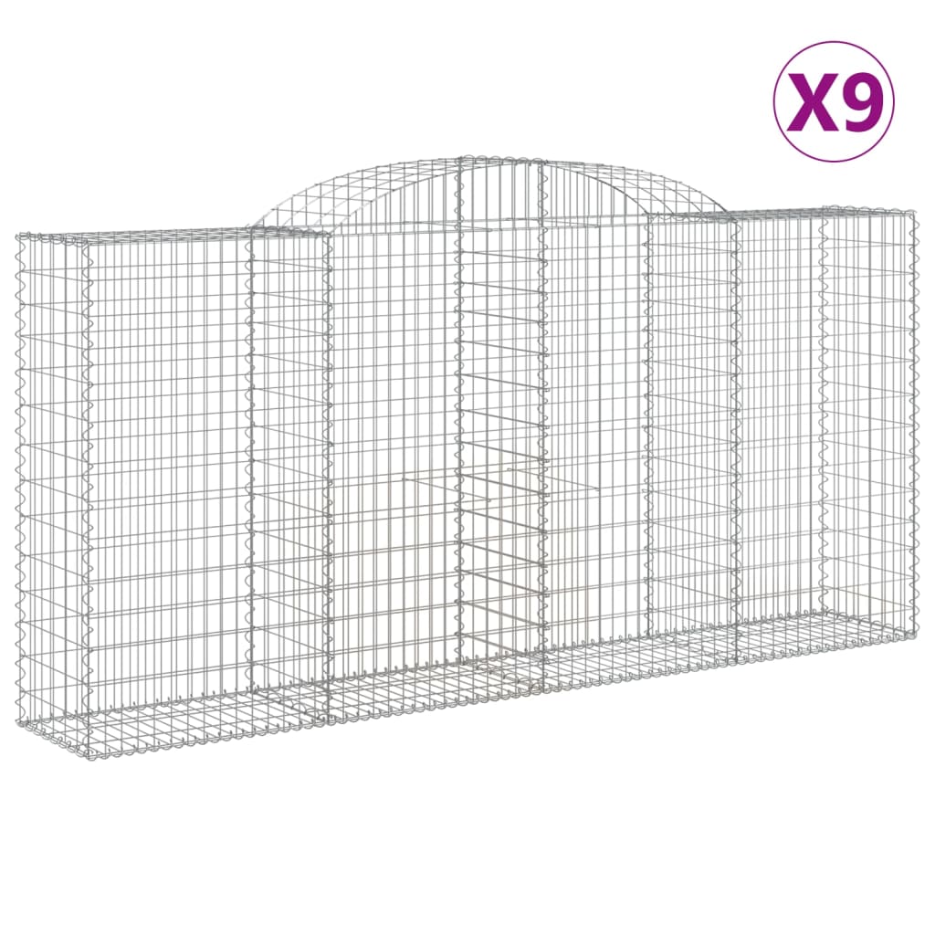 vidaXL Συρματοκιβώτια Τοξωτά 9 τεμ. 300x50x140/160 εκ. Γαλβαν. Ατσάλι - Image 2