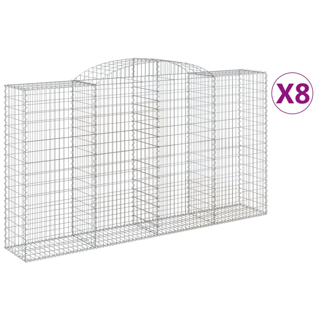 vidaXL Συρματοκιβώτια Τοξωτά 8 τεμ. 300x50x160/180 εκ. Γαλβαν. Ατσάλι - Image 2