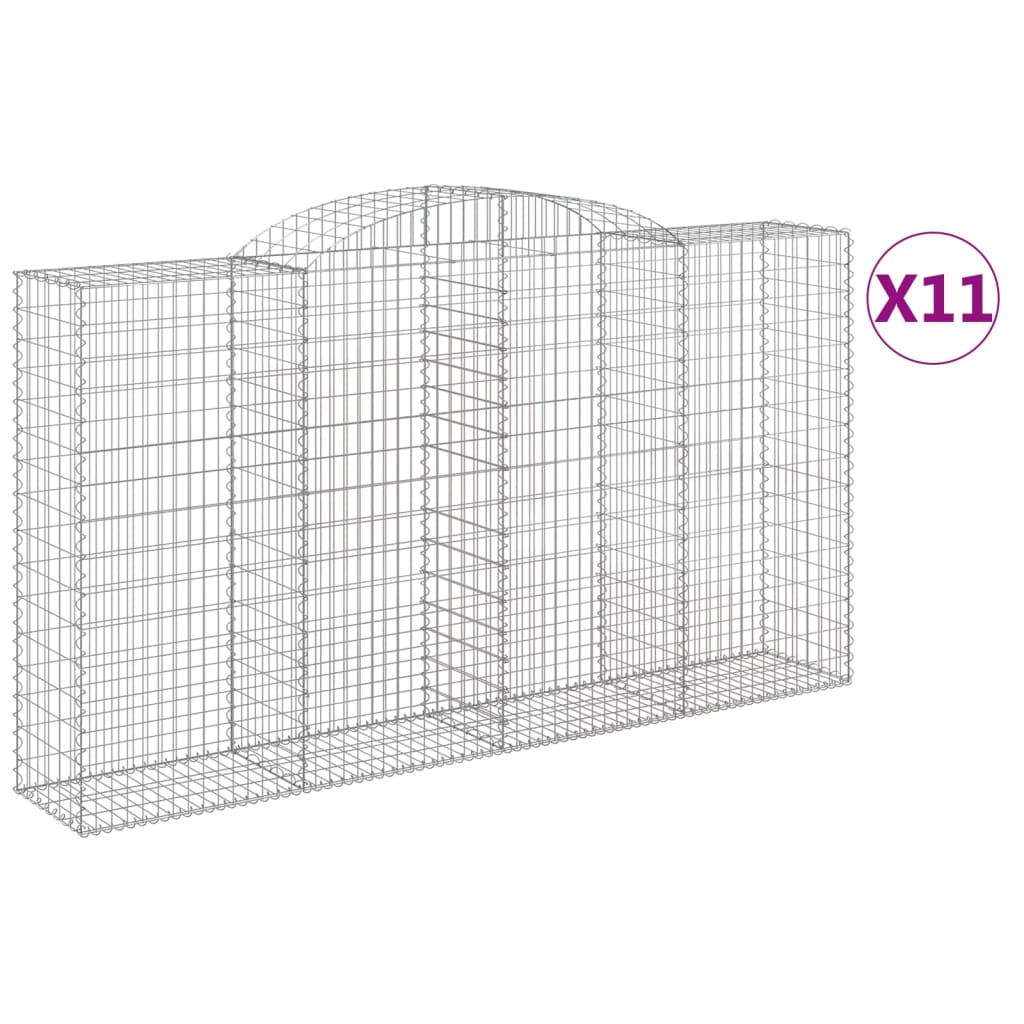vidaXL Συρματοκιβώτια Τοξωτά 11 τεμ. 300x50x160/180 εκ. Γαλβαν. Ατσάλι - Image 2