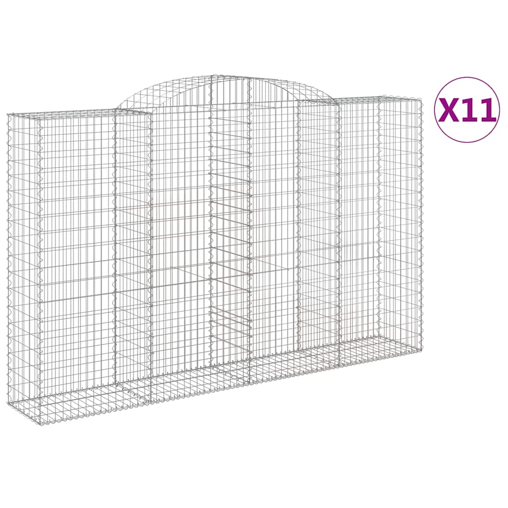 vidaXL Συρματοκιβώτια Τοξωτά 11 τεμ. 300x50x180/200 εκ. Γαλβαν. Ατσάλι - Image 2