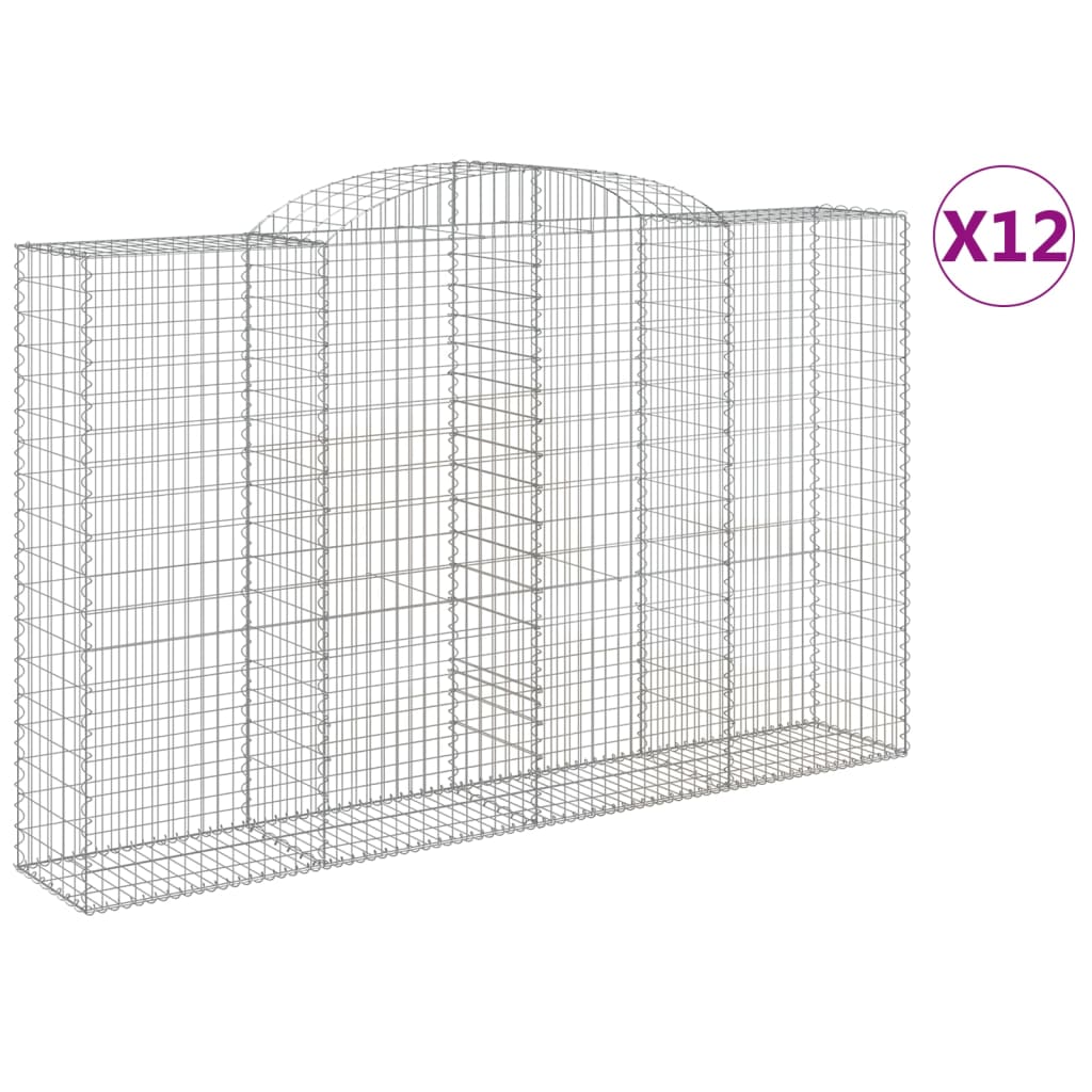 vidaXL Συρματοκιβώτια Τοξωτά 12 τεμ. 300x50x180/200 εκ. Γαλβαν. Ατσάλι - Image 2