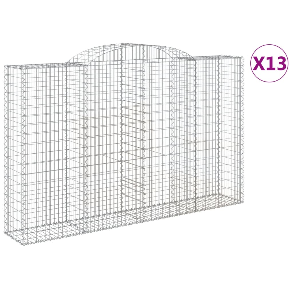 vidaXL Συρματοκιβώτια Τοξωτά 13 τεμ. 300x50x180/200 εκ. Γαλβαν. Ατσάλι - Image 2