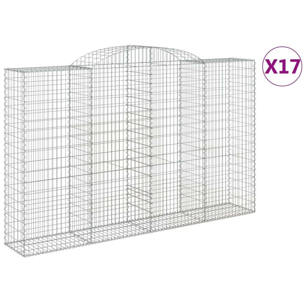 vidaXL Συρματοκιβώτια Τοξωτά 17 τεμ. 300x50x180/200 εκ. Γαλβαν. Ατσάλι - Image 2