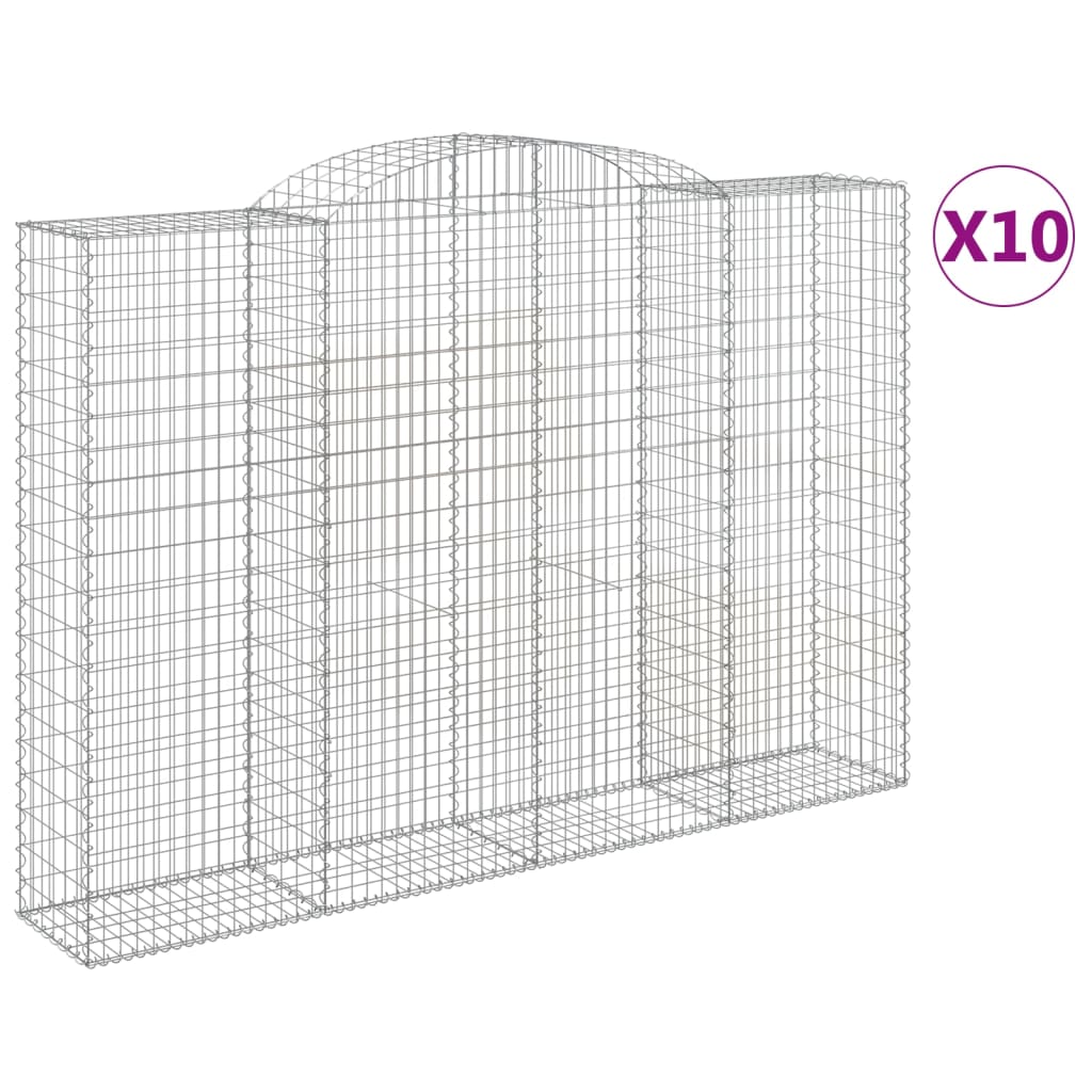 vidaXL Συρματοκιβώτια Τοξωτά 10 τεμ. 300x50x200/220 εκ. Γαλβαν. Ατσάλι - Image 2