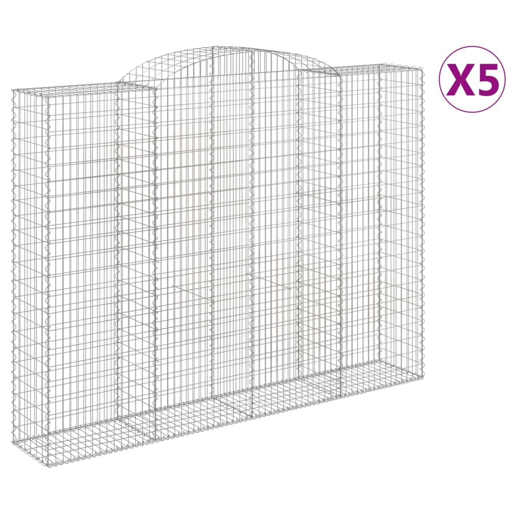 vidaXL Συρματοκιβώτια Τοξωτά 5 τεμ. 300x50x220/240 εκ. Γαλβαν. Ατσάλι - Image 2
