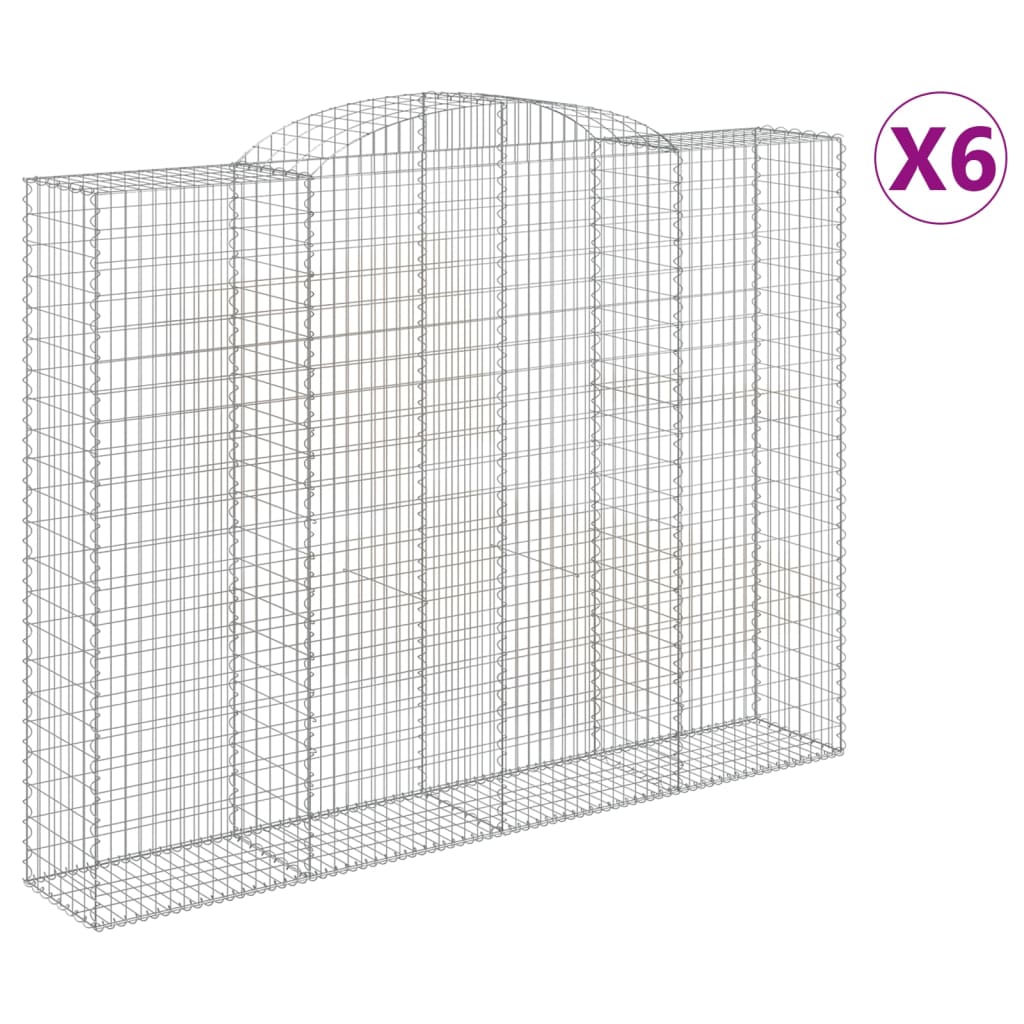 vidaXL Συρματοκιβώτια Τοξωτά 6 τεμ. 300x50x220/240 εκ. Γαλβαν. Ατσάλι - Image 2