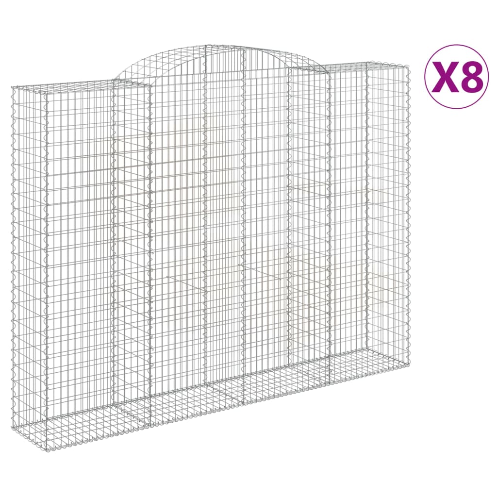 vidaXL Συρματοκιβώτια Τοξωτά 8 τεμ. 300x50x220/240 εκ. Γαλβαν. Σίδερο - Image 2