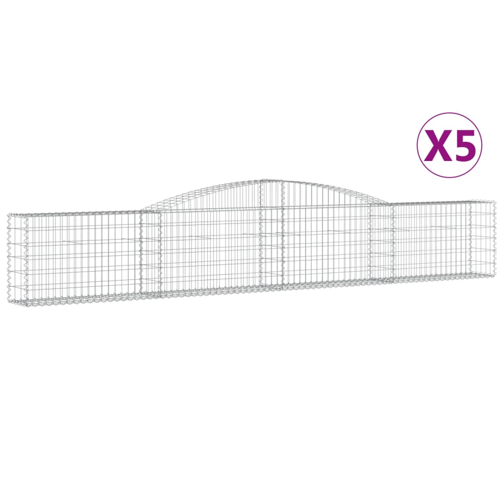 vidaXL Συρματοκιβώτια Τοξωτά 5 τεμ. 400x30x60/80 εκ. Γαλβαν. Ατσάλι - Image 2