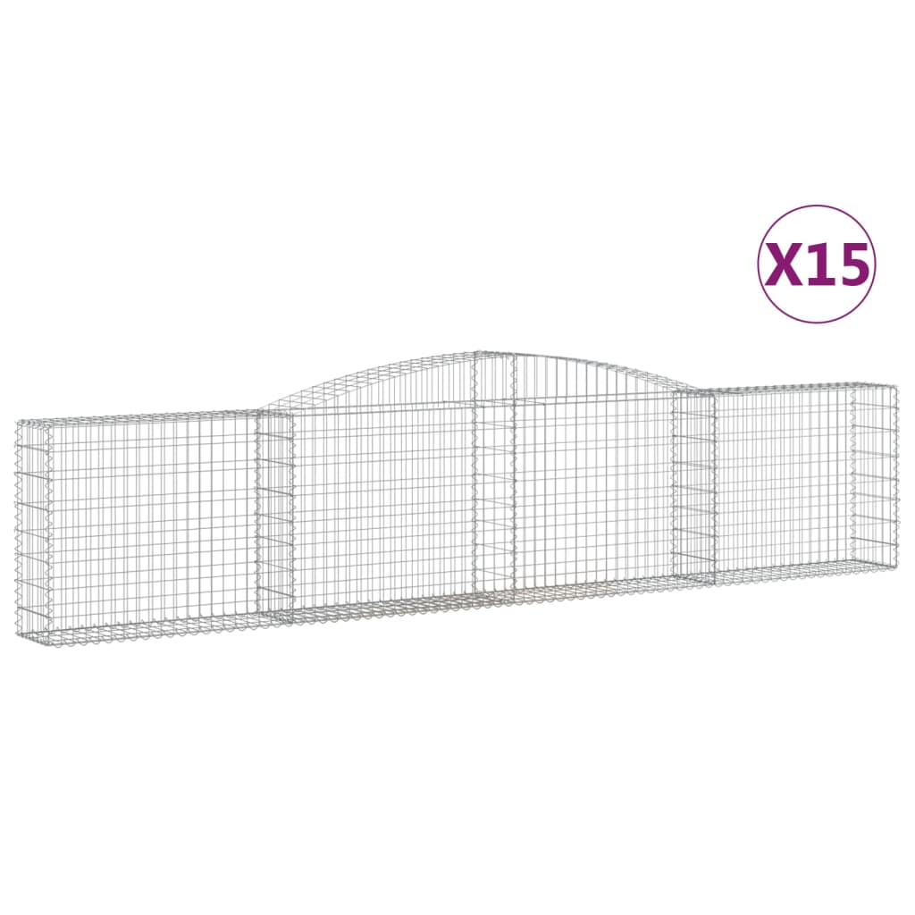 vidaXL Συρματοκιβώτια Τοξωτά 15 τεμ. 400x30x80/100 εκ. Γαλβαν. Ατσάλι - Image 2