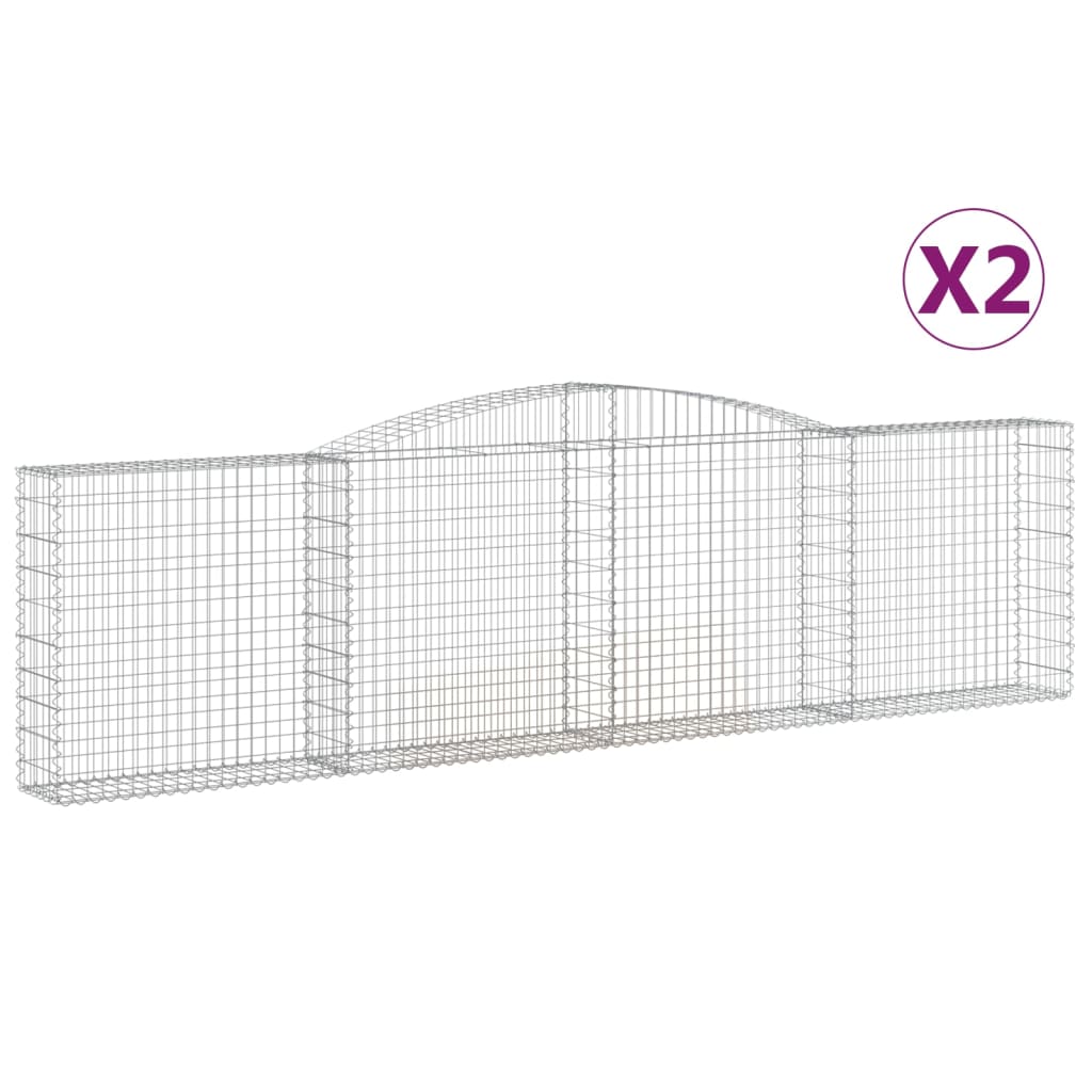 vidaXL Συρματοκιβώτια Τοξωτά 2 τεμ. 400x30x100/120 εκ. Γαλβαν. Ατσάλι - Image 2