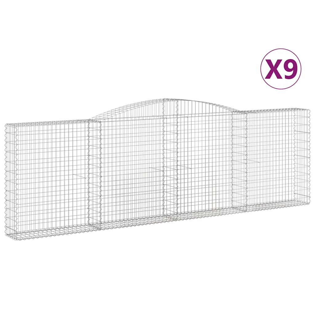 vidaXL Συρματοκιβώτια Τοξωτά 9 τεμ. 400x30x120/140 εκ. Γαλβαν. Ατσάλι - Image 2