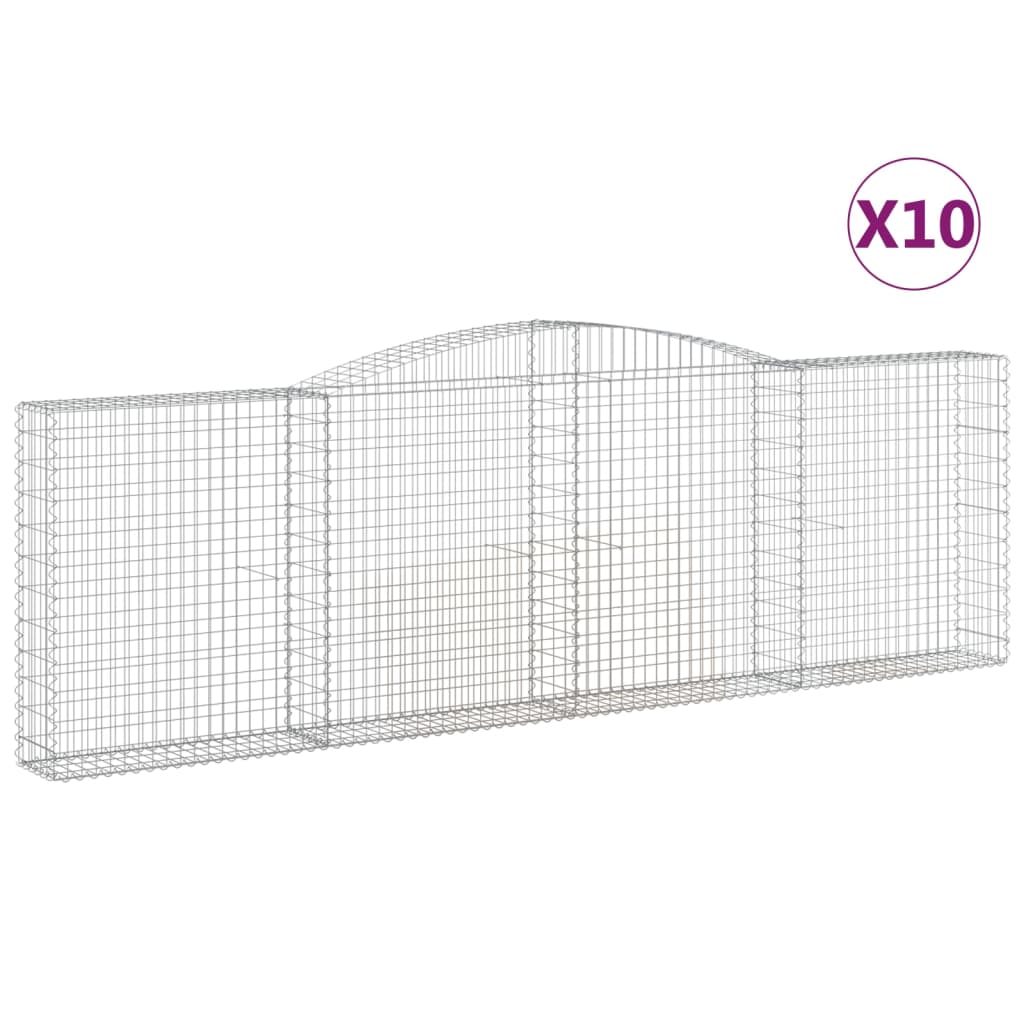 vidaXL Συρματοκιβώτια Τοξωτά 10 τεμ. 400x30x120/140 εκ. Γαλβαν. Ατσάλι - Image 2