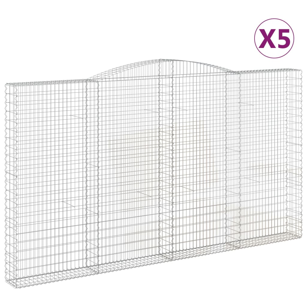vidaXL Συρματοκιβώτια Τοξωτά 5 τεμ. 400x30x220/240 εκ. Γαλβαν. Ατσάλι - Image 2